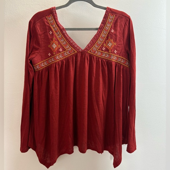 Maurices Tops - Maurices Rust Boho Babydoll Peasant Top L
